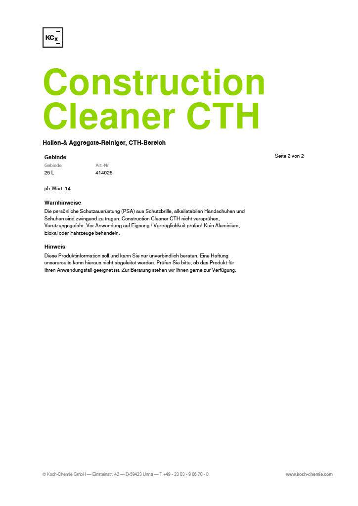 Koch Chemie Construction Cleaner CTH 25L   414025 - Weigola Premium Autopflege seit 1883