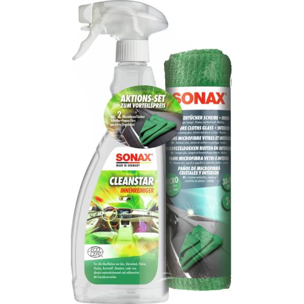 SONAX CleanStar mit MicrofaserTüchern Scheibe+Innen AktionsSet - Weigola Premium Autopflege seit 1883