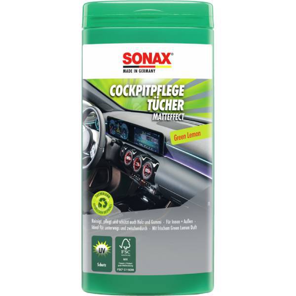 SONAX CockpitPflegeTücher Matteffect Green Lemon -412800 - Weigola Premium Autopflege seit 1883