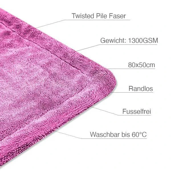 Liquid Elements Black Hole XL Premium – Trockentuch, 1300GSM, 80x50cm, Colored Edition, Pink T24_Pink - Weigola Premium Autopflege seit 1883