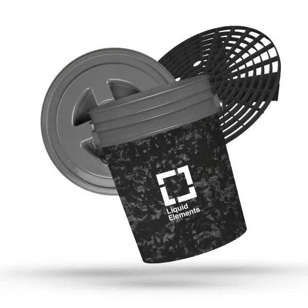 Liquid Elements Wascheimer, 20L inkl. Schmutzsieb und Deckel Forged Carbon Z34 - Weigola Premium Autopflege seit 1883