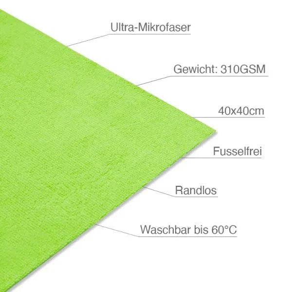Liquid Elements 5er Set: Value - Allzwecktuch grün, 310GSM, 40x40cm T19_gruen - Weigola Premium Autopflege seit 1883