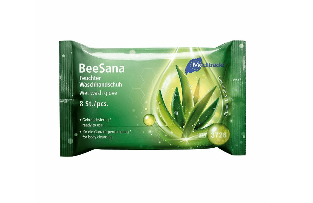 BeeSana Feuchter Waschhandschuh Flowpack, 8 Stück pro Packung - Weigola Premium Autopflege seit 1883