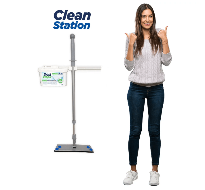 CleanStation mit 1x Boxenhalter Standardbox und 1x Moppstiel-Halter, 54cm, weiß - Weigola Premium Autopflege seit 1883