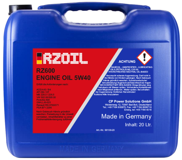 RZ600 5W40 - Weigola Premium Autopflege seit 1883