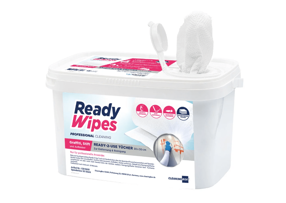 CleaningBox 4-in-1 Reinigungstücher Graffiti & Stift 50er Spenderbox, 30x30 cm - Weigola Premium Autopflege seit 1883