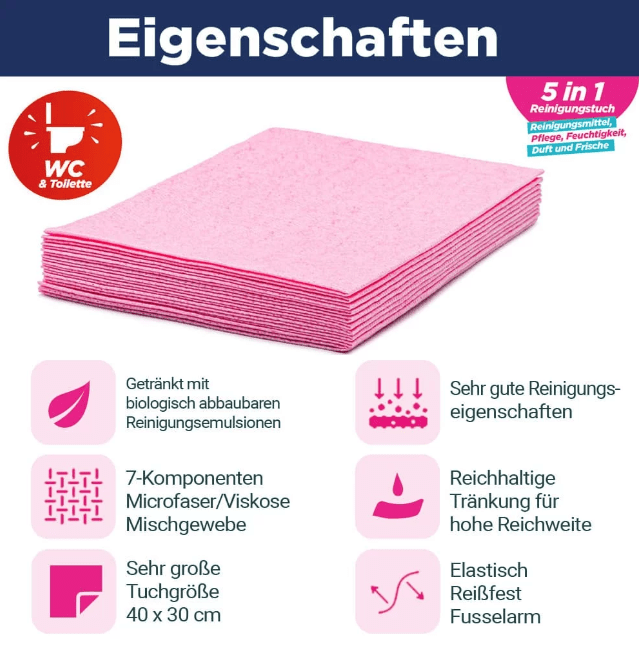 CleaningBox 5-in-1 Microfaser ReadyWipes WC 35er Spenderbox Rot, 40x30 cm - Weigola Premium Autopflege seit 1883