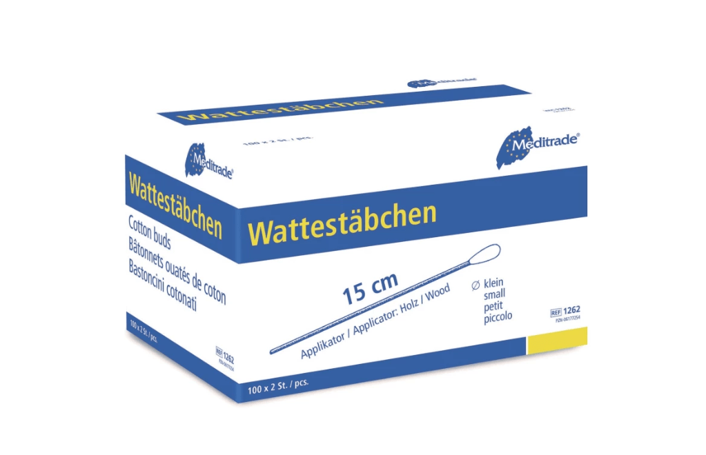 Wattestäbchen unsteril, 15 cm, kleiner Kopf, Holz, 100x2/pcs. - Weigola Premium Autopflege seit 1883
