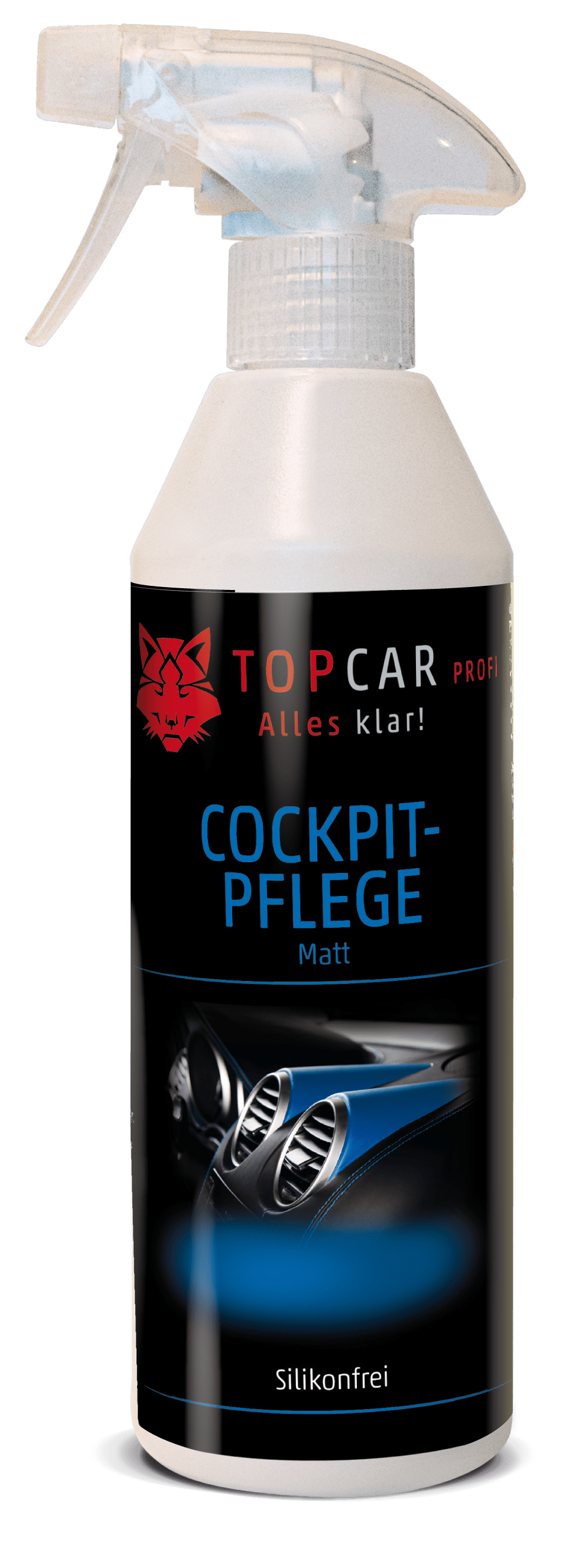 TOP CAR Cockpit Pflege matt silikonfrei 500ml Sprühflasche - Weigola Hygienevertrieb - - Weigola Hygienevertrieb