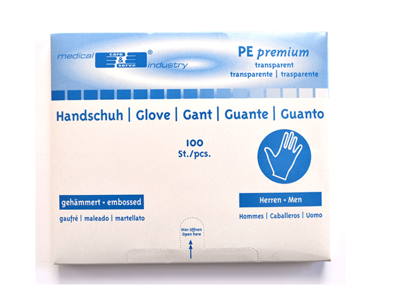 Einmal-Tankhandschuhe (4354) Box à 100 Stk., Entnahme: "unten" - Weigola Hygienevertrieb - - Weigola Hygienevertrieb