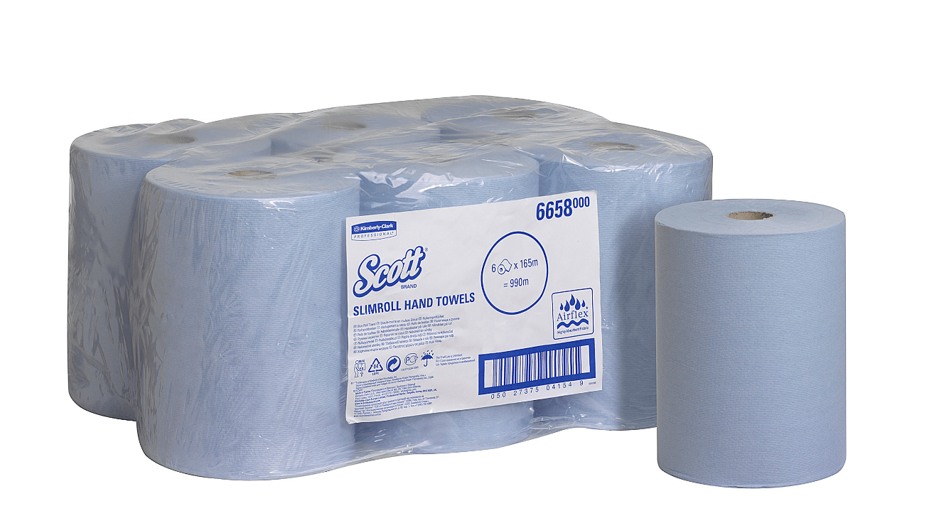 SCOTT® Rollenhandtücher blau 165 m, 1-lagig, 6 Rollen/Pack - Weigola Hygienevertrieb - - Weigola Hygienevertrieb