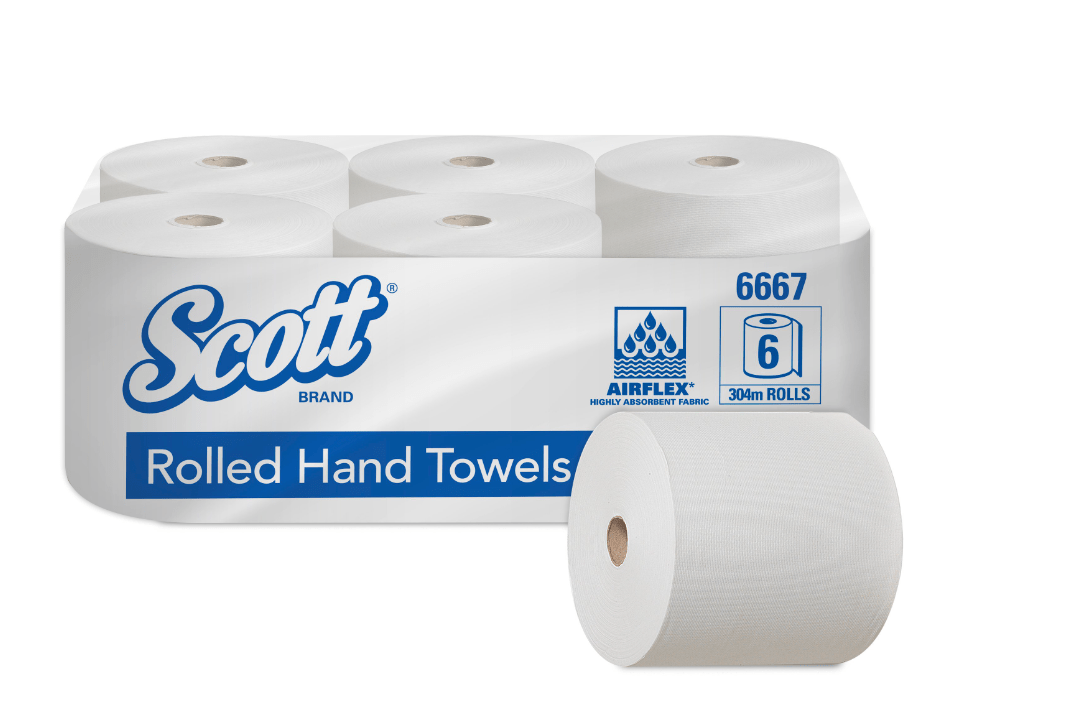 SCOTT® Rollenhandtücher weiß 304 m, 1-lagig, 6 Rollen/Pack - Weigola Hygienevertrieb - - Weigola Hygienevertrieb