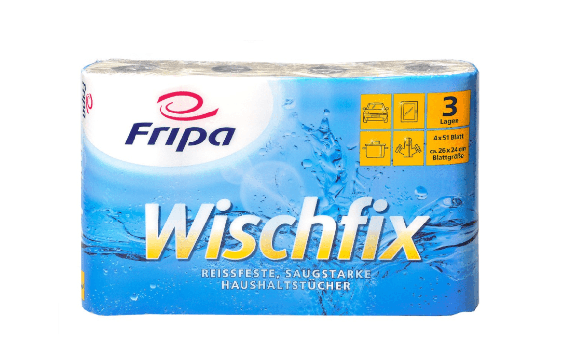 Fripa Wischfix Haushaltstücher 3-lagig h 4 x 51 Blatt, Zellstoff, 32 Rollen/Pack - Weigola Hygienevertrieb - - Weigola Hygienevertrieb