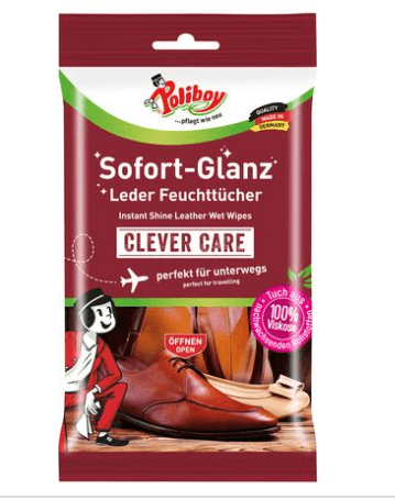 POLIBOY Sofort-Glanz Leder Feuchttücher, 10 Tücher - Weigola Hygienevertrieb - - Weigola Hygienevertrieb