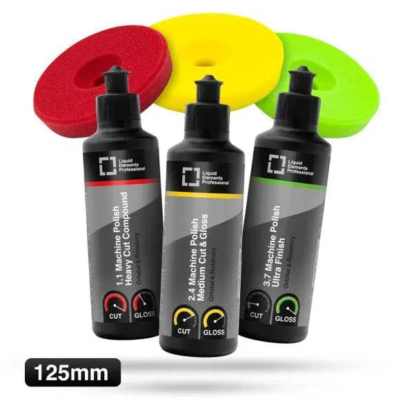 Liquid Elements Professinoal Politurset 3 Step, 3 x 250ml inkl. 125mm Centriforce V2 Polierpads pp_Set_125 - Weigola Premium Autopflege seit 1883 