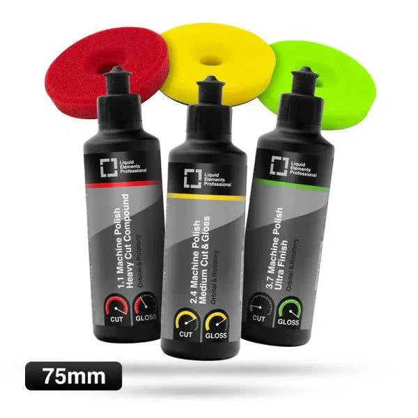 Liquid Elements Professional Politurset 3 Step, 3 x 250ml inkl. 75mm Centriforce V2 Polierpads pp_Set_75 - Weigola Premium Autopflege seit 1883 