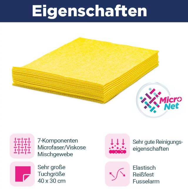 CleaningBox MicroNet-Reinigungstücher Gelb, 40x30 cm, 10 Stück