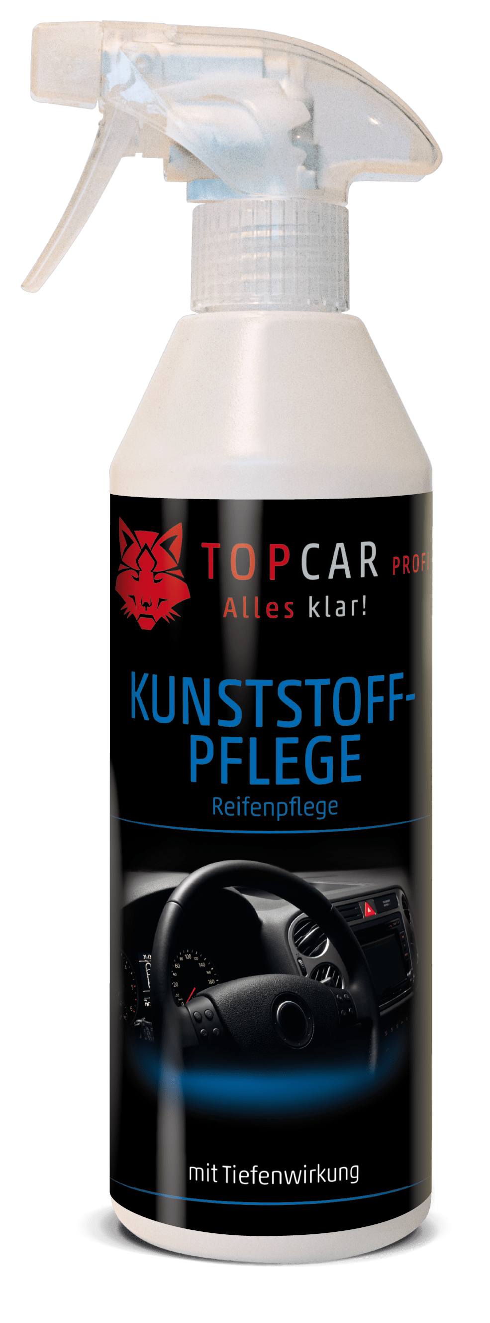 TOP CAR Kunststoffpflege mit Tiefenwirkung - Reifenpflege - 500ml Sprühflasche - Weigola Hygienevertrieb -  - Weigola Hygienevertrieb