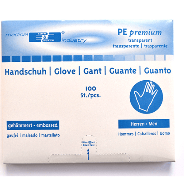 handschuhe pe herren gehämmert spenderbox Einmal-Tankhandschuhe (4354) Box à 100 Stk., Entnahme: "unten"